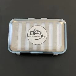 FLY FISH FOOD LOGO FLY BOX, CLEAR DOUBLE SIDED - LARGE, DRY AND NYMPH FOAM