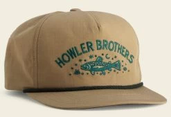 Howler Bros Unstructured Snapback Hat - Creative Creatures Trout: Khaki