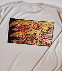 Art 4 All Golden Trout Sun Shirt With Fly Fish Food Logo