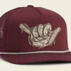 Howler Bros Unstructured Snapback Hat - Fish Shaka - Burgundy